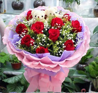 节日送鲜花加母亲节祝福语11朵玫瑰/在乎你